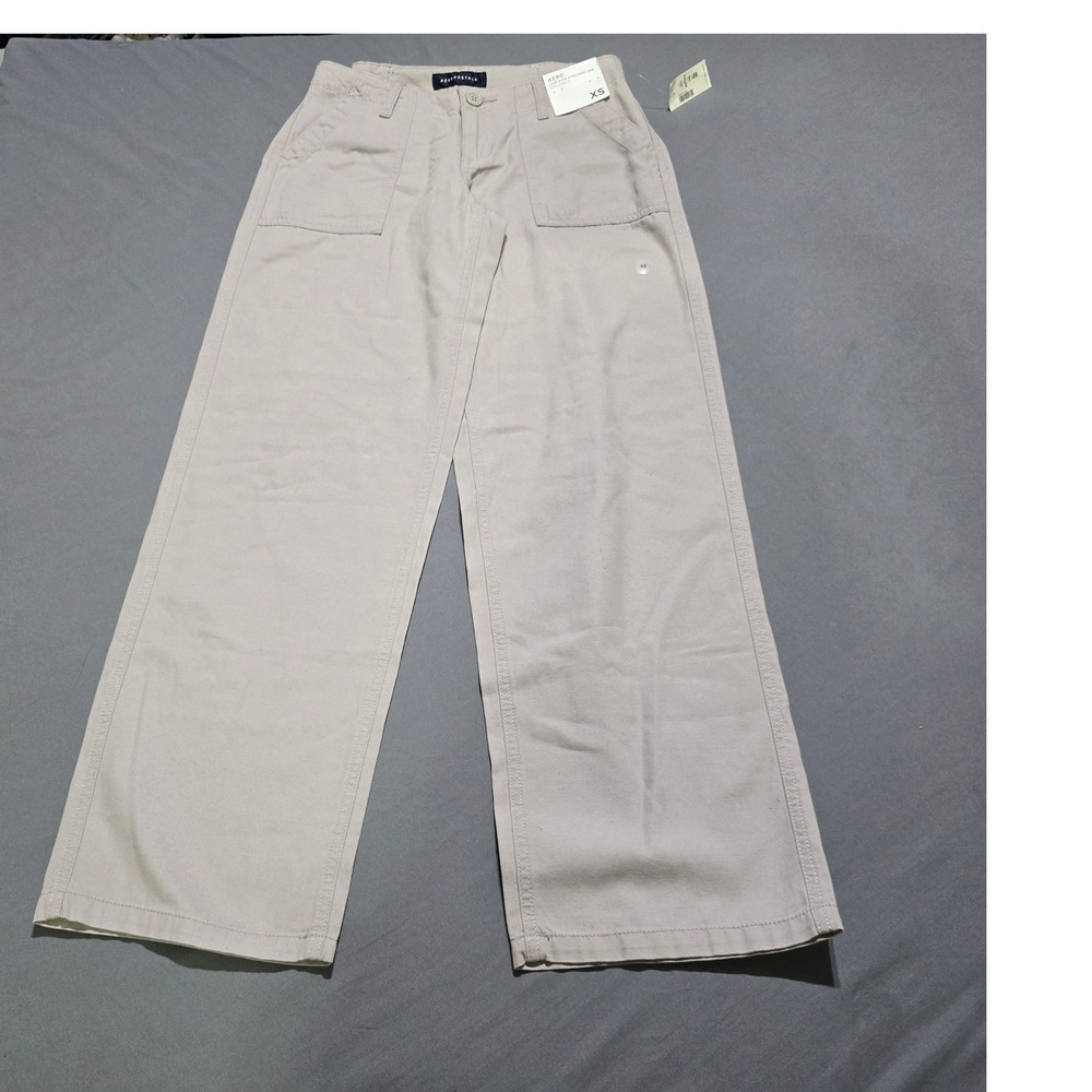 new Aeropostale Straight Leg Pants Women XS Beige Low Rise Cotton Utility VP11